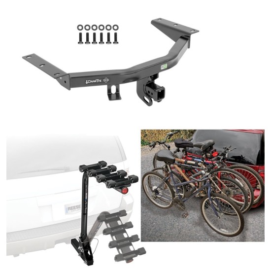 Trailer Hitch w/ 4 Bike Rack For 16-22 Honda Pilot 14-20 Acura MDX Approved for Recreational & Offroad Use Carrier for Adult Woman or Child Bicycles Foldable