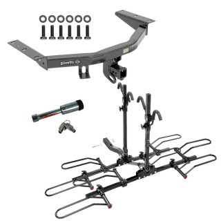 For 2014-2020 Acura MDX Trailer Hitch Tow PKG w/ 4 Bike Plaform Style Carrier Rack + Hitch Lock (Excludes: w/Full Size Spare Tire Models) By Draw-Tite