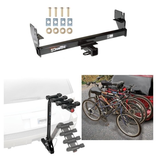 Trailer Hitch w/ 4 Bike Rack For 05-15 Toyota Tacoma Approved for Recreational & Offroad Use Carrier for Adult Woman or Child Bicycles Foldable