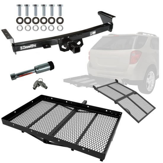 For 2005-2024 Nissan Frontier Trailer Hitch Tow PKG w/ Cargo Carrier + Bi-Fold Ramp + Hitch Lock By Draw-Tite