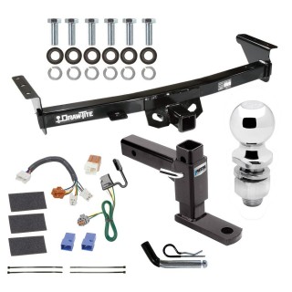 For 2005-2023 Nissan Frontier Trailer Hitch Tow PKG w/ 4-Flat Wiring Harness + Adjustable Drop Rise Ball Mount + Pin/Clip + 2" Ball By Draw-Tite