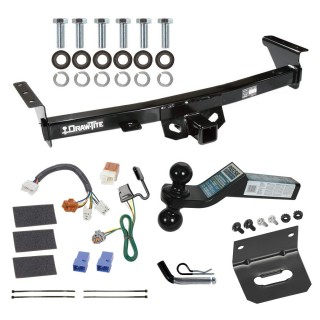 For 2005-2023 Nissan Frontier Trailer Hitch Tow PKG w/ 4-Flat Wiring Harness + Dual Ball Ball Mount 2" & 2-5/16" Trailer Balls + Pin/Clip +  Wiring Bracket By Draw-Tite