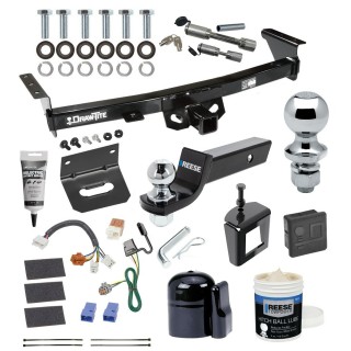 For 2005-2023 Nissan Frontier Trailer Hitch Tow PKG w/ 4-Flat Wiring + Starter Kit Ball Mount w/ 2" Drop & 2" Ball + 1-7/8" Ball + Wiring Bracket + Dual Hitch & Coupler Locks + Hitch Cover + Wiring Tester + Ball Lube +Electric Greas