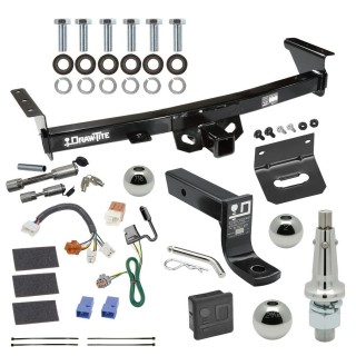 For 2005-2023 Nissan Frontier Trailer Hitch Tow PKG w/ 4-Flat Wiring + Ball Mount w/ 4" Drop + Interchangeable Ball 1-7/8" & 2" & 2-5/16" + Wiring Bracket + Dual Hitch & Coupler Locks + Hitch Cover By Draw-Tite