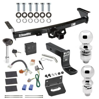 For 2005-2023 Nissan Frontier Trailer Hitch Tow PKG w/ 4-Flat Wiring + Ball Mount w/ 4" Drop + 2" Ball + 2-5/16" Ball + Wiring Bracket + Hitch Lock + Hitch Cover By Draw-Tite