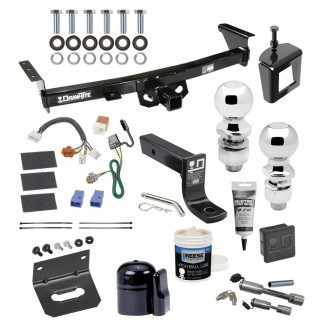 For 2005-2023 Nissan Frontier Trailer Hitch Tow PKG w/ 4-Flat Wiring + Ball Mount w/ 4" Drop + 2" Ball + 2-5/16" Ball + Wiring Bracket + Dual Hitch & Coupler Locks + Hitch Cover + Wiring Tester + Ball Lube +Electric Grease + Ball Wrench