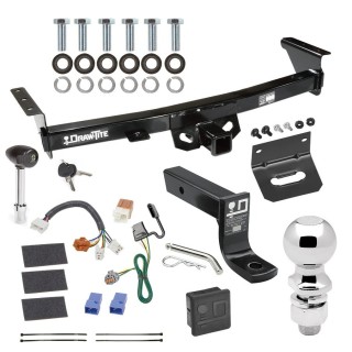 For 2005-2023 Nissan Frontier Trailer Hitch Tow PKG w/ 4-Flat Wiring + Ball Mount w/ 4" Drop + 2-5/16" Ball + Wiring Bracket + Hitch Lock + Hitch Cover By Draw-Tite