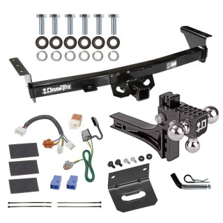 For 2005-2023 Nissan Frontier Trailer Hitch Tow PKG w/ 4-Flat Wiring Harness + Adjustable Drop Rise Triple Ball Ball Mount 1-7/8" & 2" & 2-5/16" Trailer Balls + Pin/Clip + Wiring Bracket By Draw-Tite