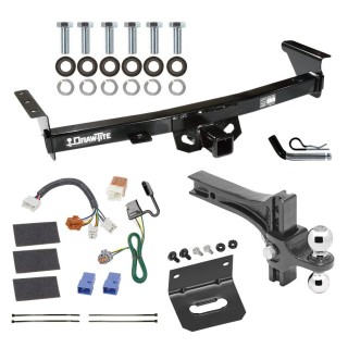 For 2005-2023 Nissan Frontier Trailer Hitch Tow PKG w/ 4-Flat Wiring Harness + Dual Adjustable Drop Rise Ball Ball Mount 2" & 2-5/16" Trailer Balls + Pin/Clip + Wiring Bracket By Draw-Tite