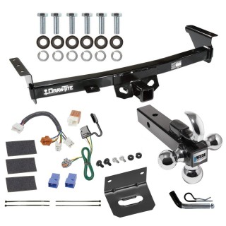 For 2005-2023 Nissan Frontier Trailer Hitch Tow PKG w/ 4-Flat Wiring Harness + Triple Ball Ball Mount 1-7/8" & 2" & 2-5/16" Trailer Balls w/ Tow Hook + Pin/Clip + Wiring Bracket By Draw-Tite