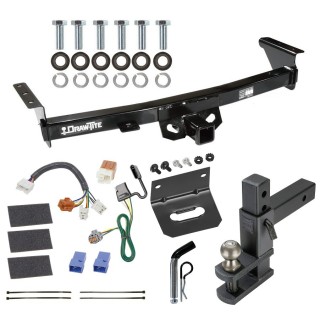 For 2005-2023 Nissan Frontier Trailer Hitch Tow PKG w/ 4-Flat Wiring Harness + Adjustable Drop Rise Clevis Hitch Ball Mount w/ 2" Ball + Pin/Clip + Wiring Bracket By Draw-Tite