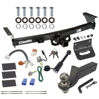 For 2005-2023 Nissan Frontier Trailer Hitch Tow PKG w/ 4-Flat Wiring + Interlock Tactical Starter Kit w/ 2" Drop & 2" Ball + Tactical Dogbone Lock + Wiring Bracket By Draw-Tite