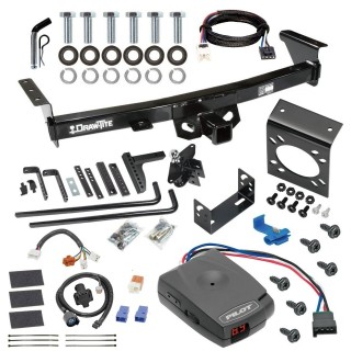 For 2005-2024 Nissan Frontier Trailer Hitch Tow PKG w/ 8K Round Bar Weight Distribution Hitch w/ 2-5/16" Ball + Pin/Clip + Pro Series Pilot Brake Control + Plug & Play BC Adapter + 7-Way RV Wiring By Draw-Tite