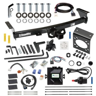 For 2005-2024 Nissan Frontier Trailer Hitch Tow PKG w/ 8K Round Bar Weight Distribution Hitch w/ 2-5/16" Ball + Pin/Clip + Tekonsha Prodigy iD Bluetooth Wireless Brake Control + Plug & Play BC Adapter + 7-Way RV Wiring By Draw-Tite