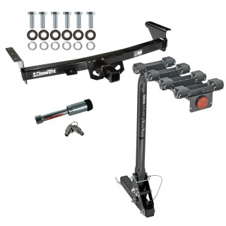 For 2005-2024 Nissan Frontier Trailer Hitch Tow PKG w/ 4 Bike Carrier Rack + Hitch Lock By Draw-Tite