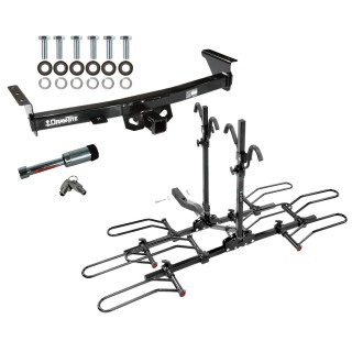 For 2005-2024 Nissan Frontier Trailer Hitch Tow PKG w/ 4 Bike Plaform Style Carrier Rack + Hitch Lock By Draw-Tite