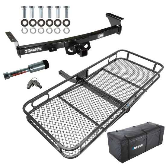 For 2005-2024 Nissan Frontier Trailer Hitch Tow PKG w/ 60" x 24" Cargo Carrier + Cargo Bag + Hitch Lock By Draw-Tite