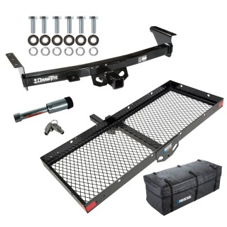 For 2005-2024 Nissan Frontier Trailer Hitch Tow PKG w/ 48" x 20" Cargo Carrier + Cargo Bag + Hitch Lock By Draw-Tite