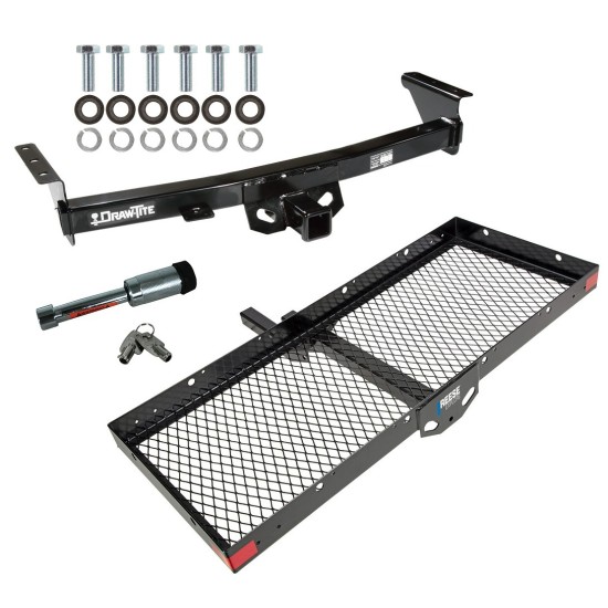 For 2005-2024 Nissan Frontier Trailer Hitch Tow PKG w/ 48" x 20" Cargo Carrier + Hitch Lock By Draw-Tite