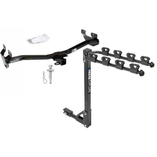 Trailer Tow Hitch w/ 4 Bike Rack For 06-10 Hummer H3 tilt away adult or child arms fold down carrier