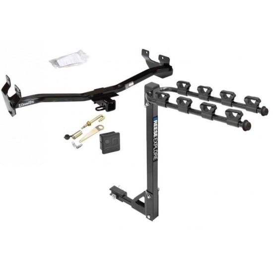 Trailer Tow Hitch w/ 4 Bike Rack For 06-10 Hummer H3 tilt away adult or child arms fold down carrier w/ Lock and Cover