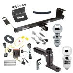 For 2011-2020 Dodge Grand Caravan Trailer Hitch Tow PKG w/ 4-Flat Wiring Harness + Adjustable Drop Rise Ball Mount + Pin/Clip + 2" Ball + 1-7/8" Ball + Dual Hitch & Coupler Locks By Draw-Tite