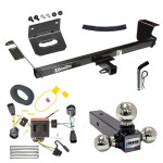 For 2011-2016 Chrysler Town & Country Trailer Hitch Tow PKG w/ 4-Flat Wiring Harness + Triple Ball Ball Mount 1-7/8" & 2" & 2-5/16" Trailer Balls + Pin/Clip + Wiring Bracket By Draw-Tite