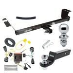 For 2011-2016 Chrysler Town & Country Trailer Hitch Tow PKG w/ 4-Flat Wiring + Starter Kit Ball Mount w/ 2" Drop & 2" Ball + 1-7/8" Ball By Draw-Tite