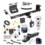 For 2011-2016 Chrysler Town & Country Trailer Hitch Tow PKG w/ 4-Flat Wiring + Starter Kit Ball Mount w/ 2" Drop & 2" Ball + 2-5/16" Ball + Wiring Bracket + Dual Hitch & Coupler Locks + Hitch Cover + Wiring Tester + Ball Lube +E