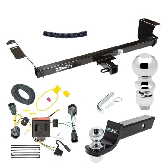 For 2011-2016 Chrysler Town & Country Trailer Hitch Tow PKG w/ 4-Flat Wiring + Starter Kit Ball Mount w/ 2" Drop & 2" Ball + 2-5/16" Ball By Draw-Tite