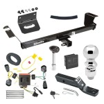 For 2011-2016 Chrysler Town & Country Trailer Hitch Tow PKG w/ 4-Flat Wiring + Ball Mount w/ 2" Drop + 2-5/16" Ball + Wiring Bracket + Hitch Lock + Hitch Cover By Draw-Tite