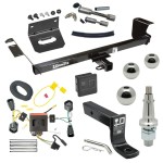 For 2011-2016 Chrysler Town & Country Trailer Hitch Tow PKG w/ 4-Flat Wiring + Ball Mount w/ 4" Drop + Interchangeable Ball 1-7/8" & 2" & 2-5/16" + Wiring Bracket + Dual Hitch & Coupler Locks + Hitch Cover By Draw-Tite