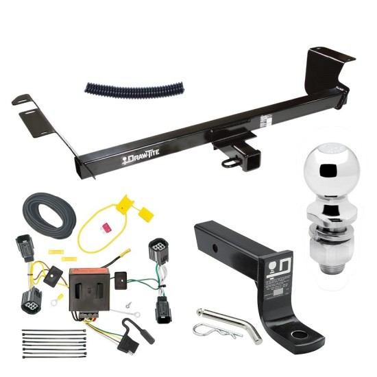 For 2011-2016 Chrysler Town & Country Trailer Hitch Tow PKG w/ 4-Flat Wiring + Ball Mount w/ 4" Drop + 2" Ball By Draw-Tite