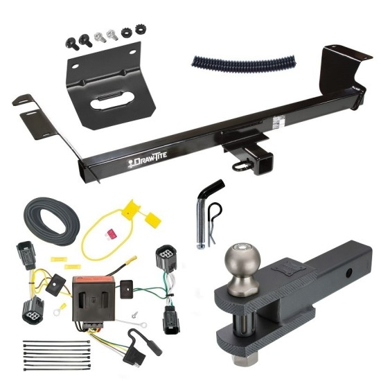 For 2011-2016 Chrysler Town & Country Trailer Hitch Tow PKG w/ 4-Flat Wiring Harness + Clevis Hitch Ball Mount w/ 2" Ball + Pin/Clip + Wiring Bracket By Draw-Tite