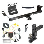 For 2011-2016 Chrysler Town & Country Trailer Hitch Tow PKG w/ 4-Flat Wiring Harness + Adjustable Drop Rise Clevis Hitch Ball Mount w/ 2" Ball + Pin/Clip + Wiring Bracket By Draw-Tite