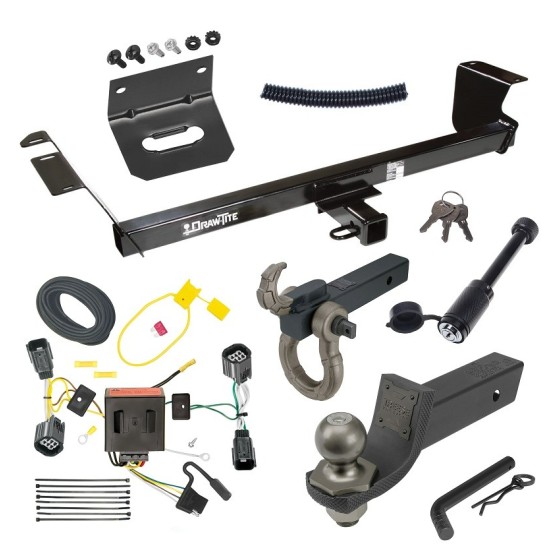 For 2011-2016 Chrysler Town & Country Trailer Hitch Tow PKG w/ 4-Flat Wiring + Interlock Tactical Starter Kit w/ 2" Drop & 2" Ball + Tactical Hook & Shackle Mount + Tactical Dogbone Lock + Wiring Bracket By Draw-Tite