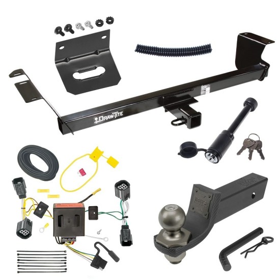 For 2011-2016 Chrysler Town & Country Trailer Hitch Tow PKG w/ 4-Flat Wiring + Interlock Tactical Starter Kit w/ 2" Drop & 2" Ball + Tactical Dogbone Lock + Wiring Bracket By Draw-Tite