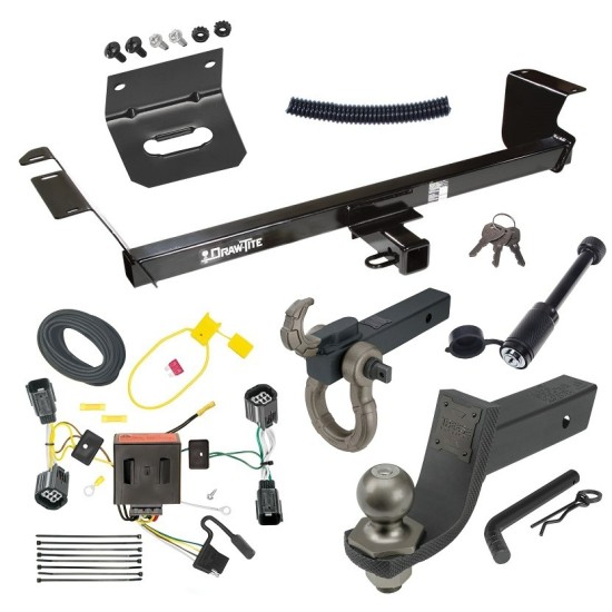 For 2011-2016 Chrysler Town & Country Trailer Hitch Tow PKG w/ 4-Flat Wiring + Interlock Tactical Starter Kit w/ 3-1/4" Drop & 2" Ball + Tactical Hook & Shackle Mount + Tactical Dogbone Lock + Wiring Bracket By Draw-Tite