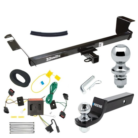 For 2008-2010 Chrysler Town & Country Trailer Hitch Tow PKG w/ 4-Flat Wiring + Starter Kit Ball Mount w/ 2" Drop & 2" Ball + 1-7/8" Ball By Draw-Tite