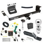 For 2008-2010 Chrysler Town & Country Trailer Hitch Tow PKG w/ 4-Flat Wiring + Ball Mount w/ 2" Drop + 2-5/16" Ball + Wiring Bracket + Hitch Lock + Hitch Cover By Draw-Tite