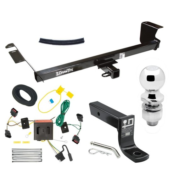 For 2008-2010 Chrysler Town & Country Trailer Hitch Tow PKG w/ 4-Flat Wiring + Ball Mount w/ 4" Drop + 2" Ball By Draw-Tite