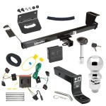 For 2008-2010 Chrysler Town & Country Trailer Hitch Tow PKG w/ 4-Flat Wiring + Ball Mount w/ 4" Drop + 2-5/16" Ball + Wiring Bracket + Hitch Lock + Hitch Cover By Draw-Tite