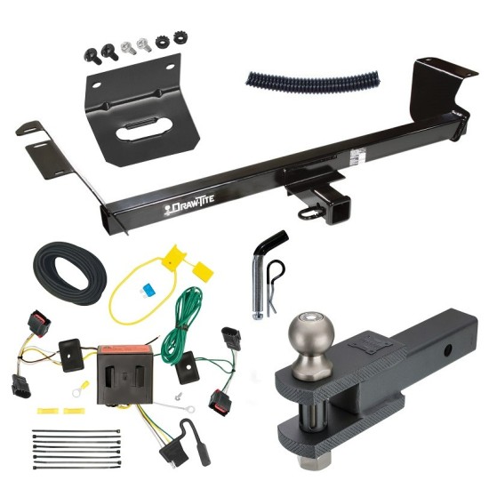 For 2008-2010 Dodge Grand Caravan Trailer Hitch Tow PKG w/ 4-Flat Wiring Harness + Clevis Hitch Ball Mount w/ 2" Ball + Pin/Clip + Wiring Bracket By Draw-Tite