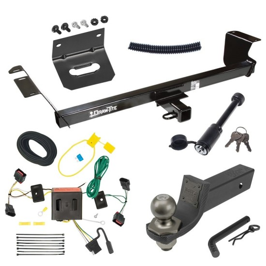 For 2008-2010 Chrysler Town & Country Trailer Hitch Tow PKG w/ 4-Flat Wiring + Interlock Tactical Starter Kit w/ 2" Drop & 2" Ball + Tactical Dogbone Lock + Wiring Bracket By Draw-Tite