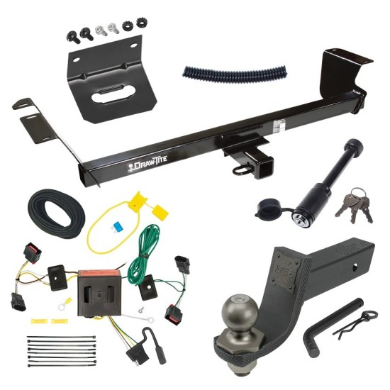 For 2008-2010 Chrysler Town & Country Trailer Hitch Tow PKG w/ 4-Flat Wiring + Interlock Tactical Starter Kit w/ 3-1/4" Drop & 2" Ball + Tactical Dogbone Lock + Wiring Bracket By Draw-Tite