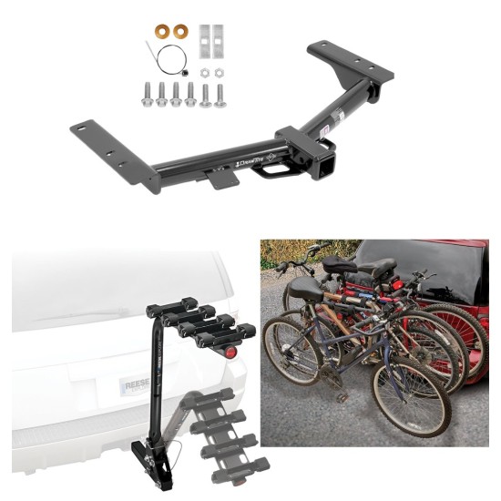 Trailer Hitch w/ 4 Bike Rack For 15-23 Ford Transit 150 250 350 Approved for Recreational & Offroad Use Carrier for Adult Woman or Child Bicycles Foldable