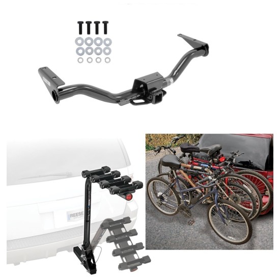 Trailer Hitch w/ 4 Bike Rack For 15-22 Chevy Colorado GMC Canyon Approved for Recreational & Offroad Use Carrier for Adult Woman or Child Bicycles Foldable