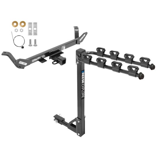 Trailer Tow Hitch w/ 4 Bike Rack For 16-24 BMW X1 tilt away adult or child arms fold down carrier