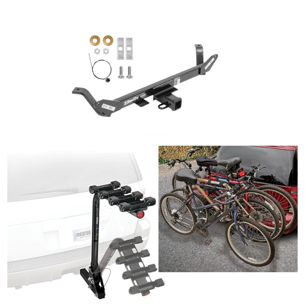 Trailer Hitch w/ 4 Bike Rack For 16-24 BMW X1 All Styles Approved for Recreational & Offroad Use Carrier for Adult Woman or Child Bicycles Foldable