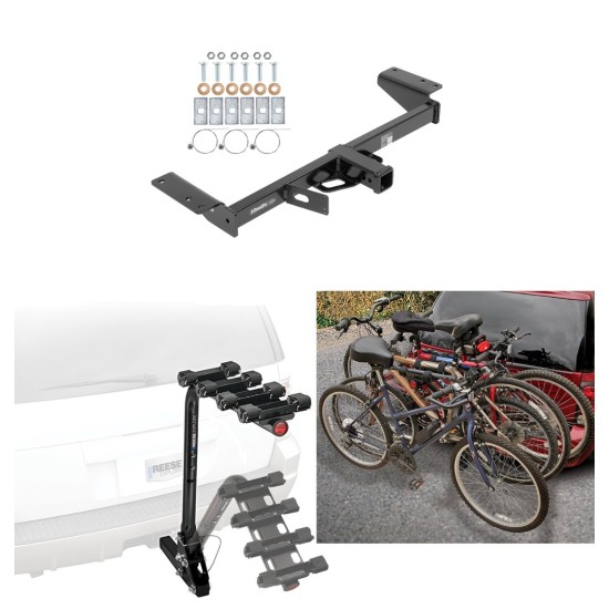 Trailer Hitch w/ 4 Bike Rack For 17-24 Cadillac XT5 except Platinum Approved for Recreational & Offroad Use Carrier for Adult Woman or Child Bicycles Foldable